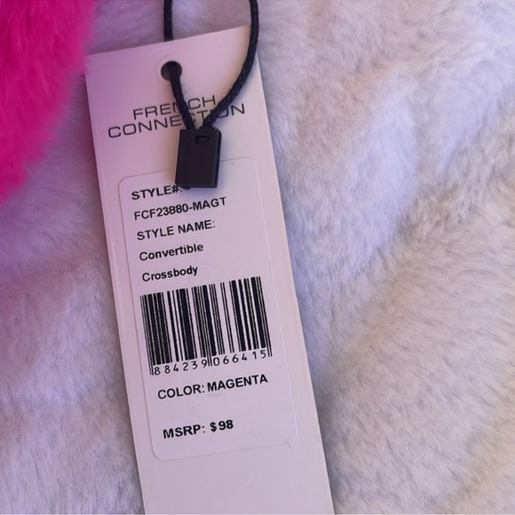 French Connection neon pink plush faux fur purse with strap and tags in tact NWT - Picture 11 of 11